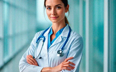 Врач на фоне клиники