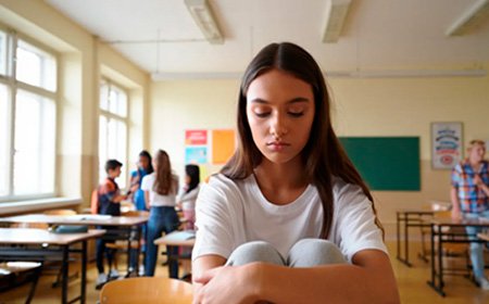 Девочка сидит в классе